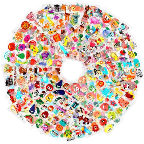 Kalanka-1000+ Animaux Fruits Légumes Autocollants 3d Pour Enfant Fille Garcon Artisanat, 48 Feuilles Autocollants Gommettes Stickers Pour Enfant Bricolage Scrapbooking Récompense Cadeaux