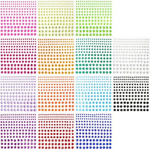 Kalanka-2300 + Pcs Strass Visage, 14 Feuilles Strass Autocollants En Auto-Adhésif, Colorées Et Lumineuses, Adaptées À La Décoration De Vacances, À L'artisanat, Au Visage, Au Corps, Au Nail Art