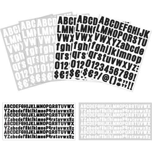 KALANKA-Autocollants Lettres, 8Pcs Alphabet Lettre et Autocollants, Chiffres Adhesifs Autocollant Boîte aux Lettres pour Maison Appartement Adresse Fenêtre Porte Voiture Camion(Noir et Blanc)