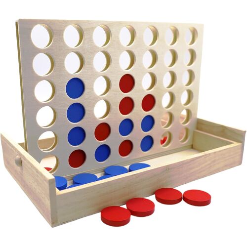 Kalanka-Puissance 4 Jeux En Bois, 4 In A Row Jeu De Stratégie Classique, 4 De La Même Couleur À La Suite, Version De Voyage Dans Une Boîte, Jeu De Société Adulte Et Enfants Familiaux Cadeaux