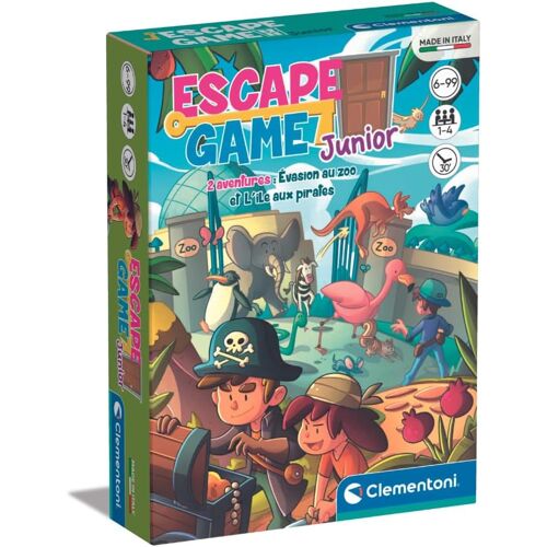 KALANKA-| Escape Game Pocket Junior 6 Ans+ ¿ 2 Aventures : Zoo & Pirates|Coopératif avec Cartes et Objets|1 à 4 Joueurs|30 Min |Activité Logique Ludique|Jeu de Société Éducatif Conçu en Italie