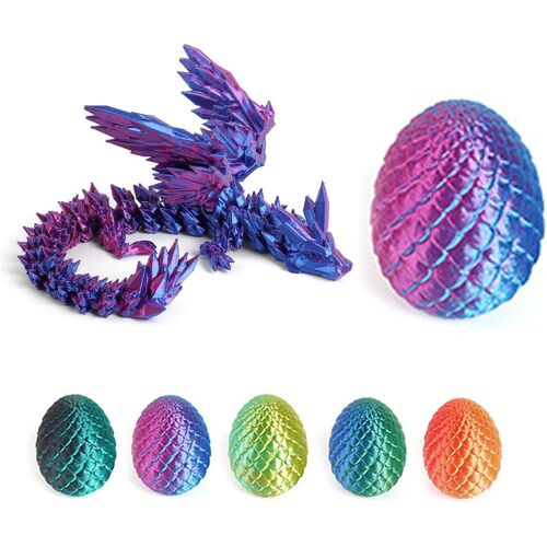 KALANKA-?uf de dragon mystique 3D avec dragon éclos - Cadeau fantastique unique et magique de Pâques - Pour collectionneurs et fans de décoration (dragon volant, bleu, violet)