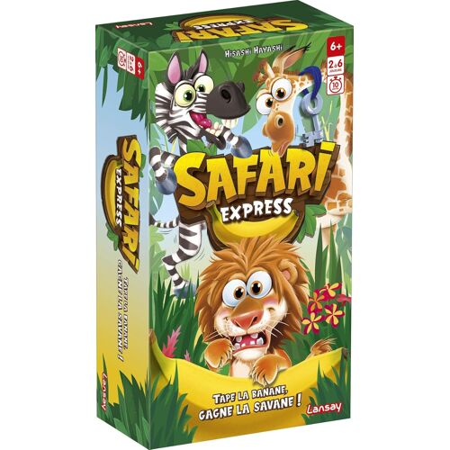 KALANKA-| Safari Express | Jeu d¿Ambiance Familial avec 100 Cartes et Banane Pouet-Pouet | Réflexes, Observation, Mémoire et Fous Rires | À Partir de 2 Joueurs | Dès 6 Ans | Jeu Rapide et Interactif