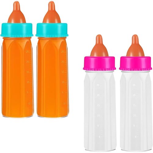KALANKA-4 Pièces Biberon Magique, Accessoire Poupon, Biberon Poupee avec Contenu Disparaître, Poupon Bebe, Jeu d'Imitation, pour Poupées Accessoires d'alimentation, À Partir de 2 Ans