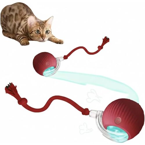 Kalanka-Jouet Interactif Pour Chat Et Petit Chien ¿ Boule Roulante Automatique, Rechargeable, Imitation Souris, Couleur Rouge