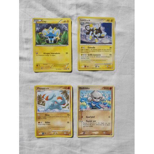 Lot 4 Cartes Pokémon Vintage Fr – Lixy, Luxio Niv.23, Phanpy Niv.14, Méditikka – Bon État