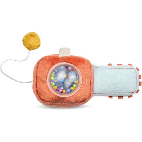 Kalanka-Lilliputiens - Hochet Bébé Imitation Tronçonneuse - Jack Le Lion - Jouet Sensoriel Pour Apprentissage Ludique - Bleu & Orange ¿ 15 Cm - Dès 3 Mois - 83597