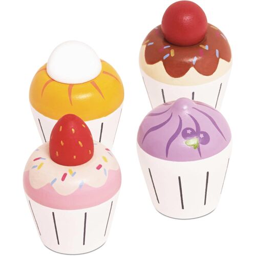 KALANKA-- TV331 - Pretend Cupcakes Lernspiel, Spielzeug für Kinder, 2 Jahre, Set mit 4 Muffins mit Geschenkbox, Montessori-Spiel, FSC-Naturholz und Farben Auf Wasserbasis