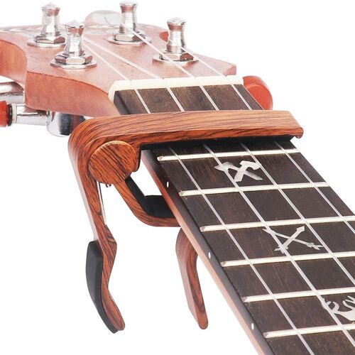 Kalanka-Capodastre Ukulele, Capo En Alliage De Zinc Pour Soprano/Concert/Tenor 4 Cordes Ukuleles, Couleur Bois.