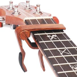 Kalanka-Capodastre Ukulele, Capo En Alliage De Zinc Pour Soprano/Concert/Tenor 4 Cordes Ukuleles, Couleur Bois.