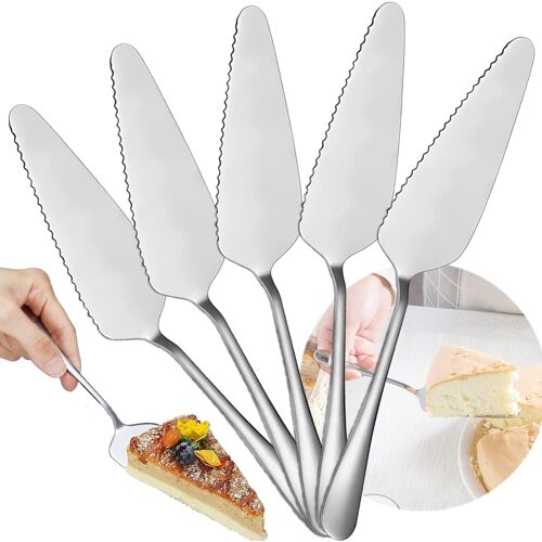Kalanka-5 Pièces Serveur De Pizza, Pelle À Gâteau Dentelée Et Tarte Dentelée En Acier Inoxydable, Pelle À Tarte En Acier Inoxydable Pour Cuisine, Fêtes Quotidiennes, Mariages
