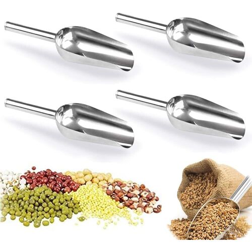 Kalanka-4pcs Pelle À Glace En Acier Inoxydable, Pelle À Farine, Pelle À Nourriture, Pelle À Sucre, Pelle Pratique De Cuisine/Bar/Jardin/Supermarché, Pour Farine, Glaçons, Nourriture, Haricots