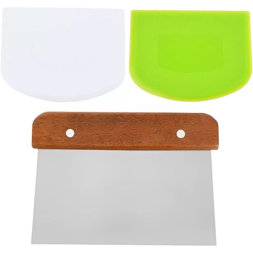 Kalanka-Coupe Pate, 3 Pièces, Racloir Cuisine Inox, Spatule Patisserie, Corne De Boulanger, Ramasse Légumes, Accessoire Cuisine, Pour Gâteaux, Cakes, Pizzas, Tartes, Dough (15 * 11.3cm)