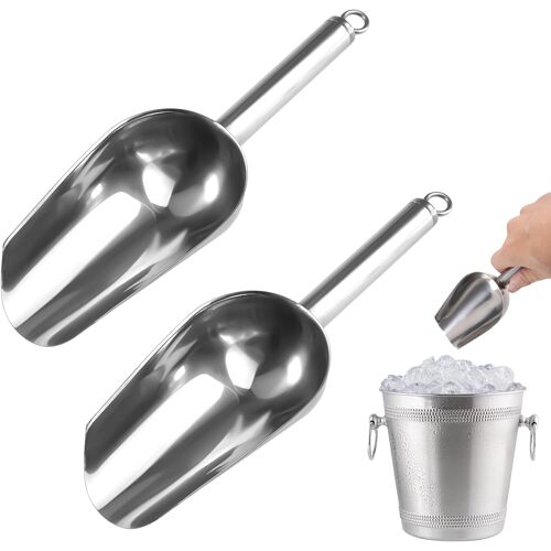 KALANKA-2 Pièces Petites Pelles à Glace en Acier Inoxydable, Cuillère à Glace, Pelle a Glacon, Scoop Alimentaire, Pelle à Nourriture, Pelle à Farine pour Bonbons, Glaçons, Céréales, Noix