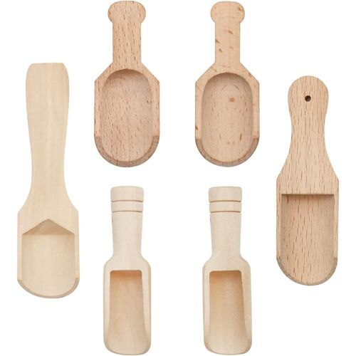 Kalanka-6 Pièces Mini Cuillère En Bois Pour Épices, Sel, Lait En Poudre, Sucre, Farine, Bonbons Et Thé - Petite Pelle Pour La Cuisine