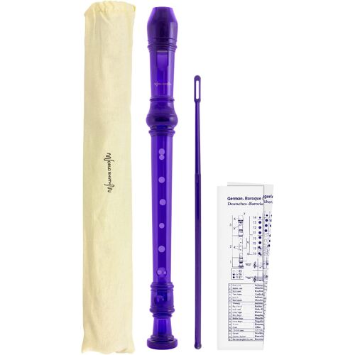 Kalanka-Wr-804 Flûte À Bec Scolaire, Flûte À Bec 3 Pièces, Comprenant Une Baguette De Nettoyage, Un Tableau Des Doigtés Et Un Sac De Transport - Violet