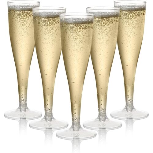 Kalanka-24 Verres À Champagne En Plastique Élégantes Premium, 133ml - Flûtes À Champagne, Coupes De Champagne Pour Mariages, Anniversaires & Fêtes - Solide & Réutilisable