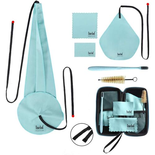 Kalanka-Kit De Nettoyage De Saxophone Avec Étui Pour Flûte De Clarinette Alto Ténor Et Autres Instruments À Vent Et À Bois, Y Compris Chiffon De Nettoyage Sax, Brosse D'embouchure(Bleu Clair)