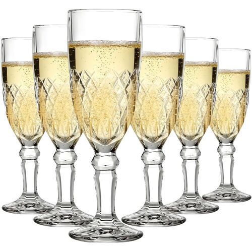 Kalanka-Verres À Vin Mousseux Prosecco, Flûtes À Champagne En Cristal, Lot De 6 Verres À Champagne Elégants De 165 Ml, Idéaux Pour Les Fêtes Et Les Occasions Spéciales, Verrerie En Cristal De Qualité