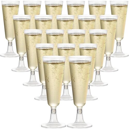 Kalanka-Lot De 20 Flûtes À Champagne En Plastique Réutilisables - 160 Ml - Verres À Cocktail - Pour Mariages, Anniversaires Et Fêtes - Transparent