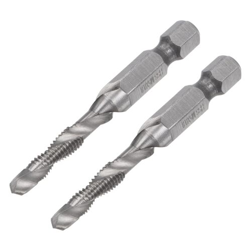KALANKA-2pcs Foret et Taraud Combinés, tige hexagonale 1/4"" M5 x 0,8 métrique en acier rapide non revêtu 4341 outil de taraudage de forage à flûte en spirale