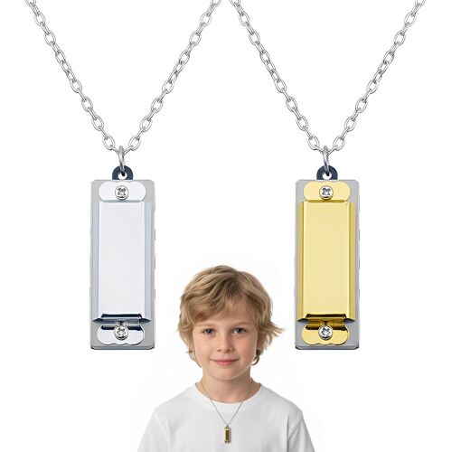 Kalanka-2 Mini Harmonica, Collier Harmonica Enfant, 4 Trous, Harmonica Portable Pour Enfants, Convient Pour Les Débutants (Or Et Argent).