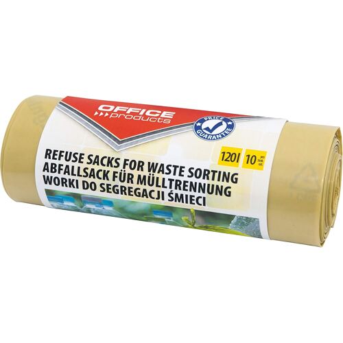 KALANKA-Office Products 22025232-06 - Sacs poubelle 120L pour recyclage, plastique résistant à la déchirure (LDPE), couleur: jaune, lot de 10