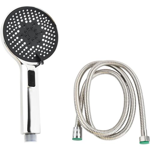 KALANKA-Pommeau de Douche Haute Pression avec 1,5 m Tuyau, Douchette Douche Salle de Bain avec 5 Types de Jets, Douchette à Main Economie Deau, ABS Chromé pour Basse Pression (Noir)