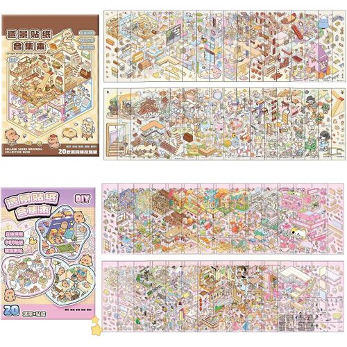 KALANKA-40 Pièces DIY 3D House Stickers Autocollant Scène 3D pour Adulte Enfants Adolescent Soulager Stress