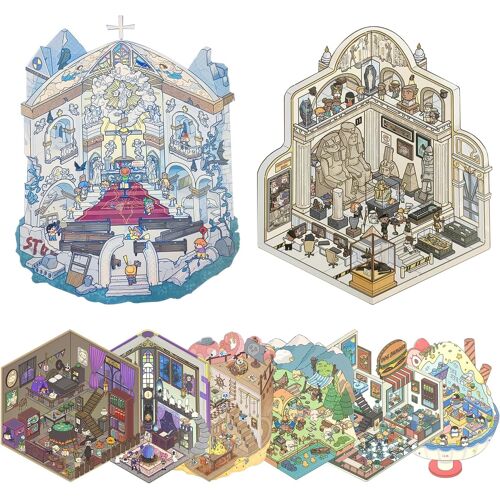 Kalanka-Lot De 8 Autocollants 3d Diy Pour Scènes, Stickers Scrapbooking, Stickers 3d Pour Adultes. Thèmes : Magie, Égypte, Glace Et Neige, Trésors Sous-Marins Et Vie Quotidienne