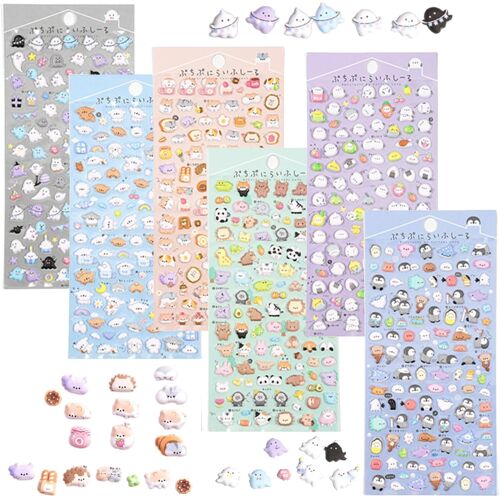 Kalanka-6 Feuilles D'autocollants 3d, Autocollants Gonflés De Dessin Animé, Mini Autocollants D'animaux, Autocollants D'animaux Mignons Pour Garçons Et Filles, Carnet, Coques De Téléphone, Scrapbooki