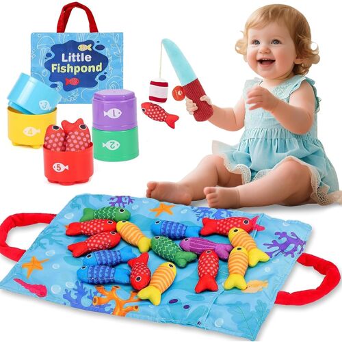 KALANKA-Jouet Bebe 1 an, Jeux Montessori Pêche a la Ligne pour Enfant 1 2 3 Ans, Fille Garçon Jouet 12 18 Mois, Jouet Bebe Cadeau pour Enfant 1-3 Ans