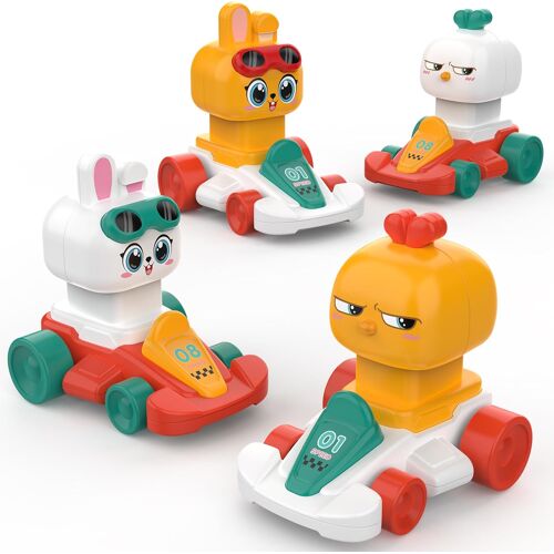 KALANKA-Cadeau Paques Enfant Voiture Bebe 1 an,4 Pièces Jouet Lapin de Pâques pour Bébé 1 an,Cadeau Paques Bebe Voitures à Friction pour Bébé 1 2 3 Ans,Pâques Cadeau Anniversaire Garçons Filles