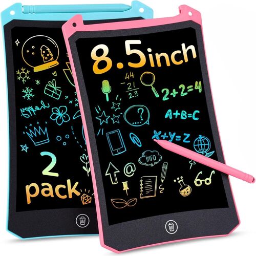 KALANKA-Tablette Dessin Enfant 8,5 Pouces, 2 Pièces Tablette à Dessiner Effaçable Portable Tablette D'écriture LCD Colorée Cadeau Bebe Garcon Fille Jouet Enfants 1 2 3 4 5 6 7 8 Ans