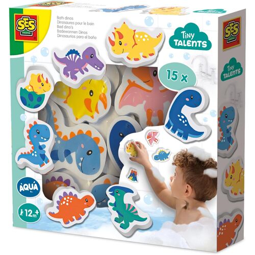 Kalanka-| Jouet De Bain Dinosaures En Mousse | 15 Dinos Colorés Flottants | Activité Sensorielle Bébés Dès 12 Mois | Apprentissage Dino | Facile À Ranger | Idée Cadeau Bain Bébé