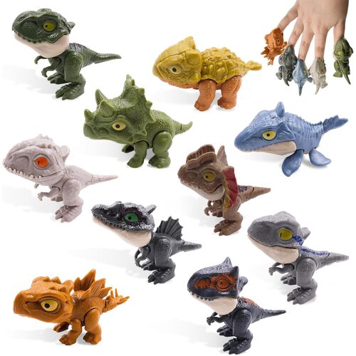 KALANKA-10 Pcs Dinosaure Mini Jouet Ensemble, ABS Figures pour Les Enfants, Garçons et Les Filles avec Morsure Doigt (Couleurs mélangées)