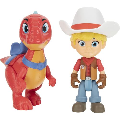 KALANKA-Pack de 2 Figurines Jon et Blitz - Un Rancher de Dinosaures de 8 cm et Son ami Dinosaure de 10 cm