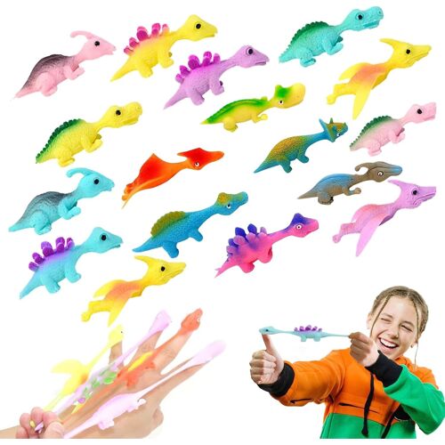 Kalanka-Jouets À Doigts De Dinosaure Slingshot 20 Pièces, Volants Extensibles, Jouet De Fronde Pour Enfants Et Adultes, Couleur Aléatoire
