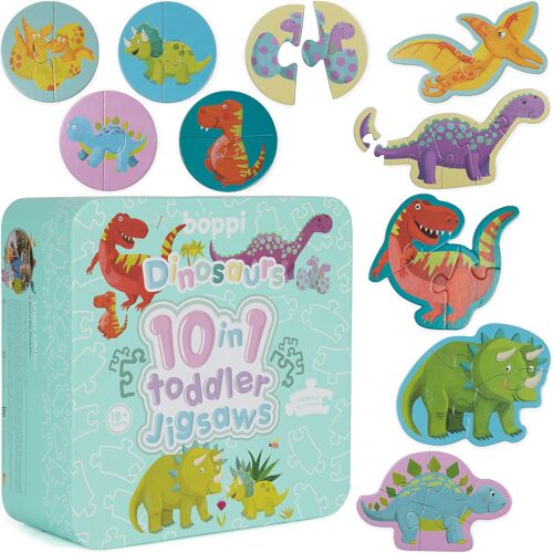 KALANKA-Puzzles progressifs 10 en 1 pour Petits de 18 Mois et Plus - Puzzles pour Tout-Petits sur Le thème des Dinosaures/Jouets de développement pour Enfants par , fabriqué en Carton 100% recyclé