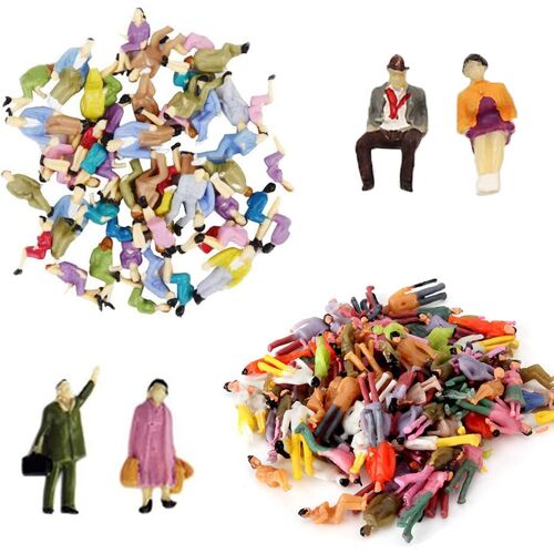 Kalanka-Lot De 60 Mini Figurines De Train Miniatures Peintes Assises Et Debout Différentes Poses Figurines H0 1:87
