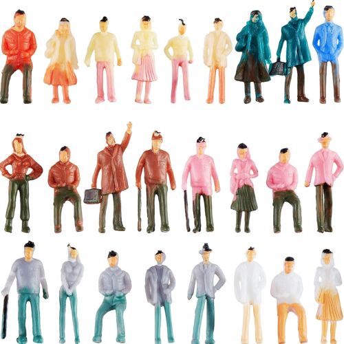 KALANKA-100 Pièces Modèles de Figurines pour Trains Architecturaux - Personnes en Plastique Assises et Debout pour Scènes Miniatures, Échelle 1:75