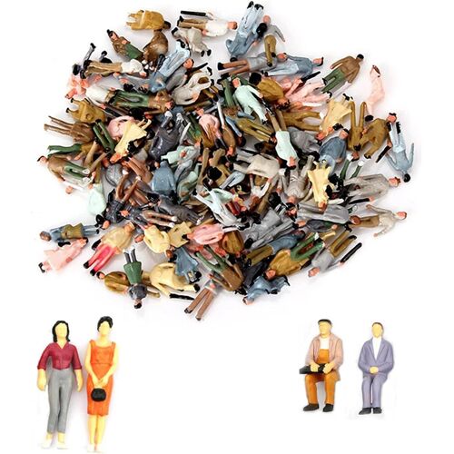 KALANKA-100 Pcs ModèLe Figurines Personnages Couleur ModéLisme Peintes Personnes Assis Et Debout Pour ScèNes Miniatures, Train, Chemin Fer, Table Sable, éChelle 1:75