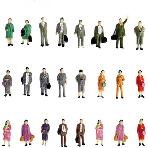 KALANKA-50 pièces de figurines de personnages peintes pour modèle de train à l'échelle HO 1:87 pour la simulation de personnages de modèle de construction de table de sable