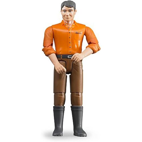 KALANKA-60007 - bworld Homme à la peau claire et au pantalon brun - 1:16 Figurine jouet, Agriculteur, Paysan, Ferme, Homme