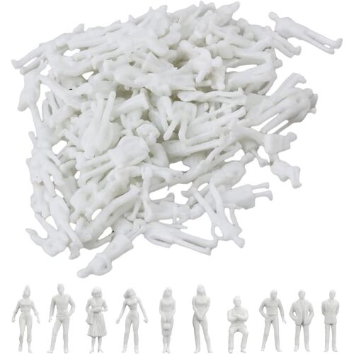 Kalanka-100 Pcs Modèle De Figurines De Personnes Blanc Non Peintes, Personnage Maquette En Plastique Figurines Petit Personnes Assises Et Debout Pour Scènes Miniatures, Échelle 1:100