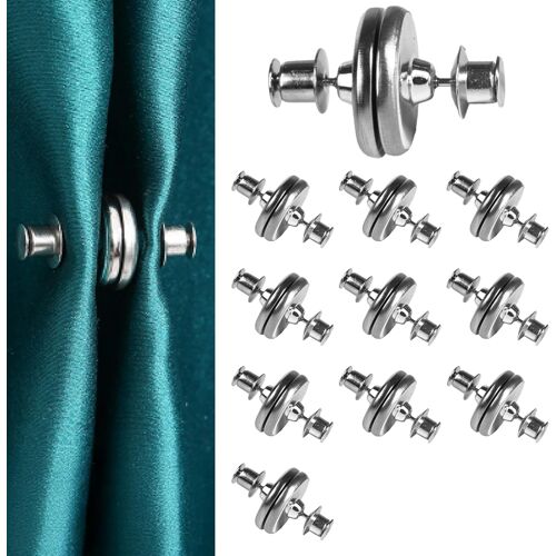 KALANKA-24 Pièces Aimant pour Rideaux, Argent Pince à Rideaux, Argent, Pinces Magnétiques Amovibles pour Rideaux, Nappes, Douches, Idéales pour Chambre, Salon, Cuisine, Bureau, Salle de Bain