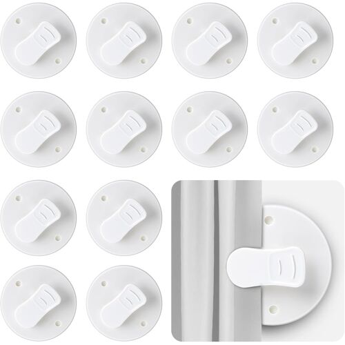 Kalanka-Lot De 12 Pinces De Rideau De Douche, Autocollantes, Anti-Éclaboussures, Pour Rideaux De Douche Et De Fenêtre, Blancs