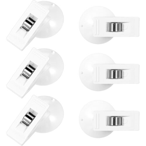 Kalanka-Lot De 6 Clips De Rideau De Douche Autocollants Avec Ventouse, Coupe-Vent, Protection Anti-Éclaboussures, En Pvc, Accessoires Astucieux