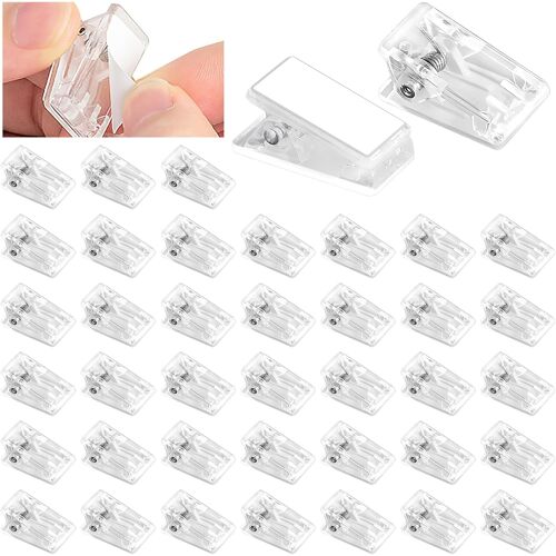 Kalanka-40 Pièces Pince Plastique Fournitures De Bureau Ventouse Pince Autocollants Ventouse Pince Autocollante Pince Rideau Pince Bureau Pince Adhesive Pour Affiches,Papier,Bureau À Domicile (Transp