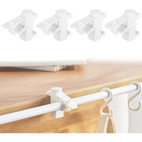 KALANKA-4 pcs Support de Support de Pince Porte Rideaux, Support De Pince Porte-Rideaux, Support Tringle Rideaux Réglables Supports pour Tringles à Rideau Support Fixation Tringle Rideau, Pour Chambr